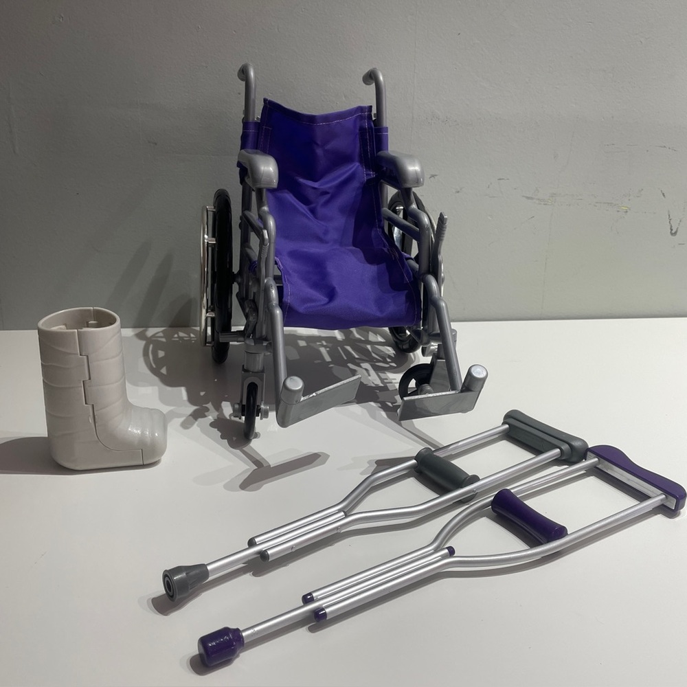 18” Doll American Girl Wheelchair Crutches Set Purple